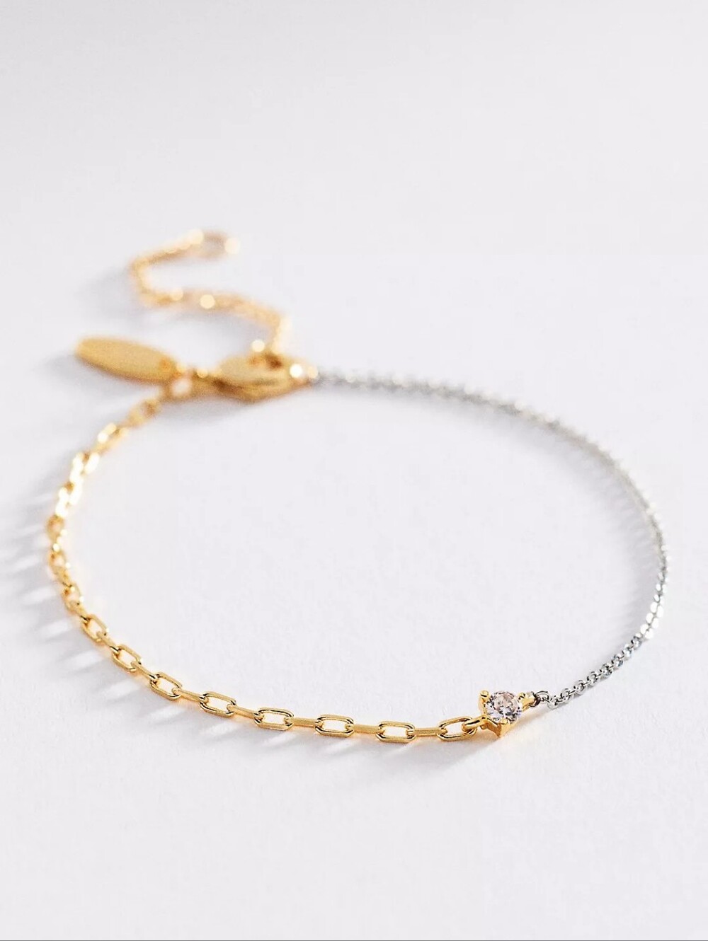 ❣️🪷 NWT Anthropologie Mixed Metal Stone Bracelet, White🌙